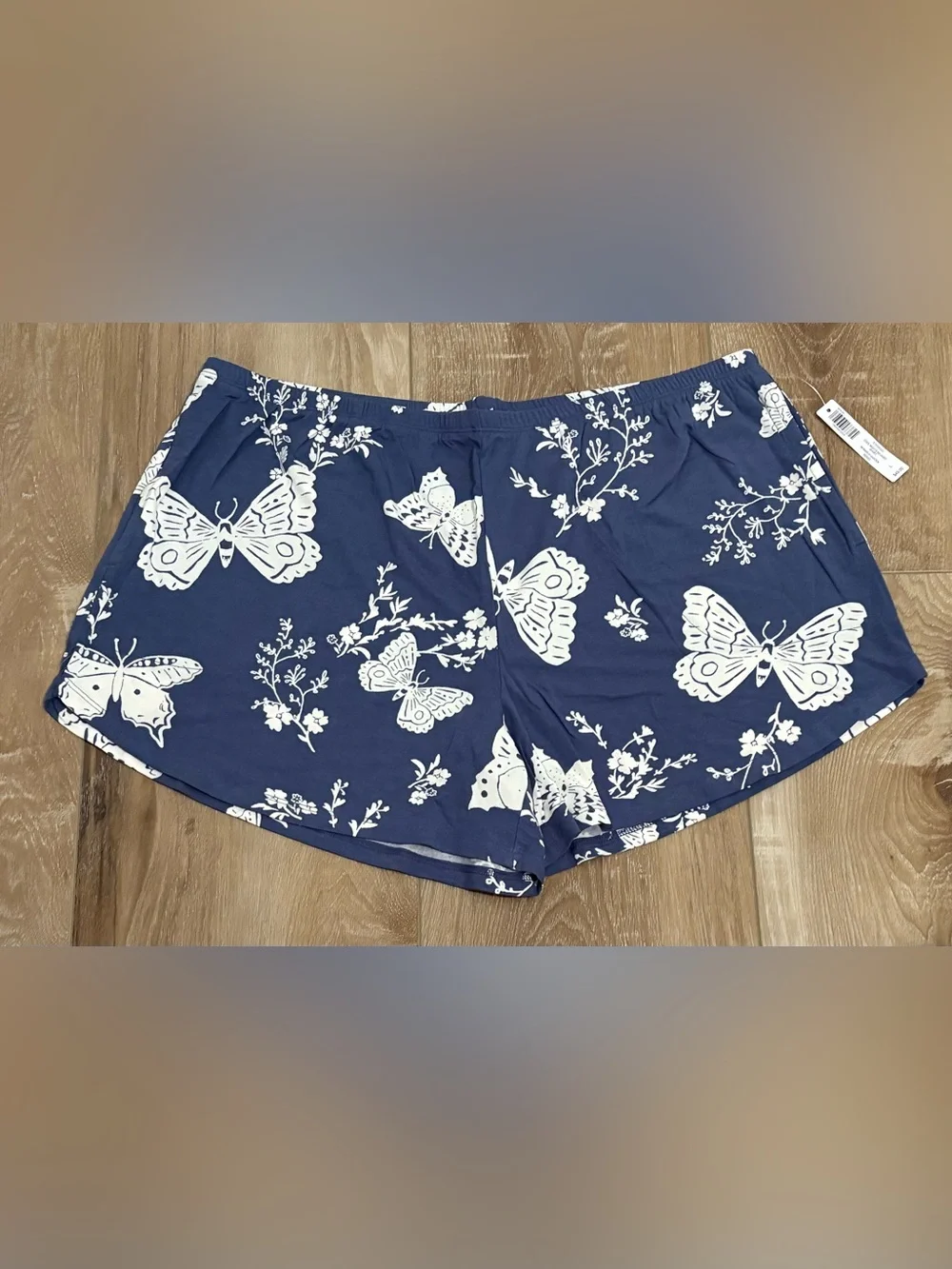 SOMA COOL NIGHTS LARGE MONARCH GARDEN INDIGO PIPED CAMI & SHORTS  PAJAMA SET NWT